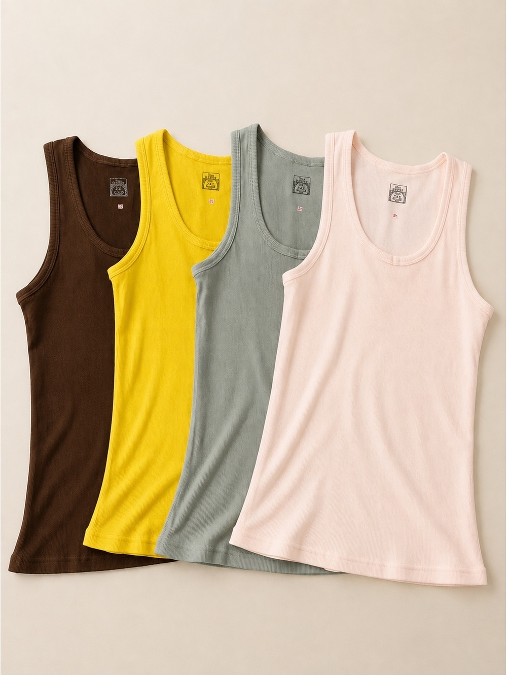 Sexy Basics Set of 4 Ribbed Tank Tops 100% Cotton 2XL